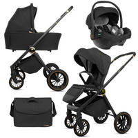 KINDERWAGEN Rosso 3in1 Schwarz Babywanne, Buggy Sportsitz, Babyschale I-Size - Schwarz, Textil/Metall (58/99cm) - BabyLux