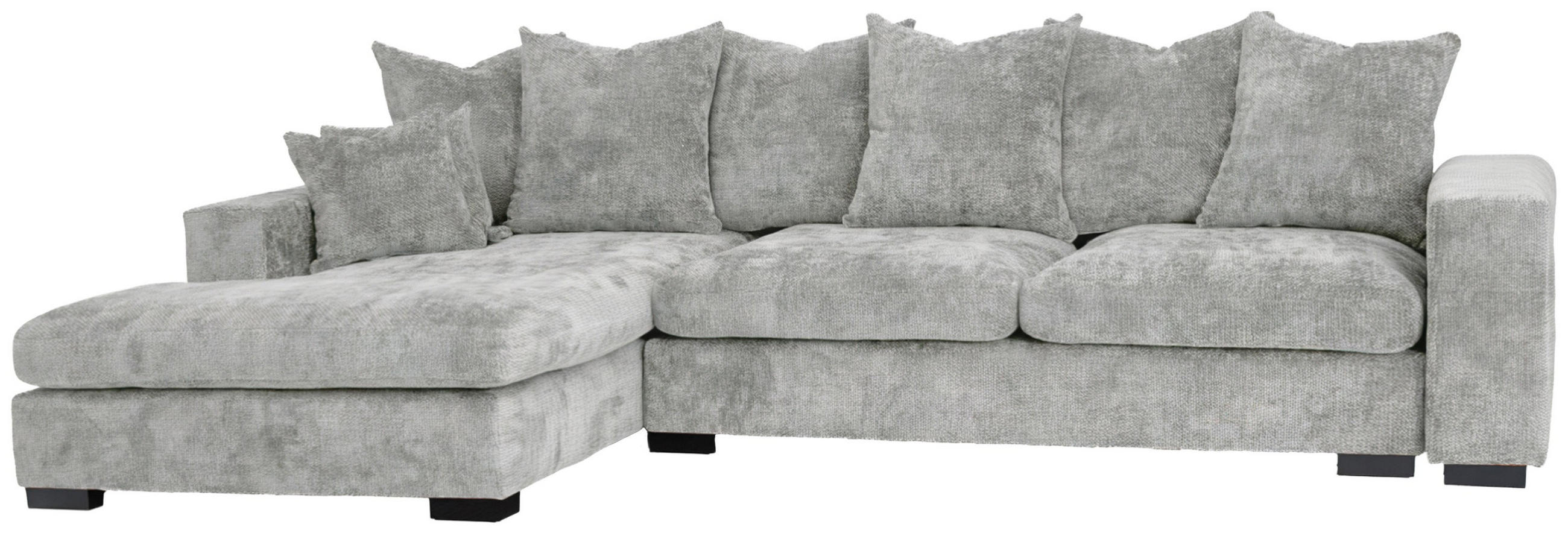 ECKSOFA Dahlia mit Schlaffunktion und Bettkasten in L-Form Links - Hellgrau Chenille 285/92/155 cm - Hellgrau/Schwarz, Kunststoff/Textil (285/155cm) - WFL GROUP