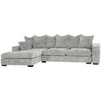 ECKSOFA Dahlia mit Schlaffunktion und Bettkasten in L-Form Links - Hellgrau Chenille 285/92/155 cm - Hellgrau/Schwarz, Kunststoff/Textil (285/155cm) - WFL GROUP