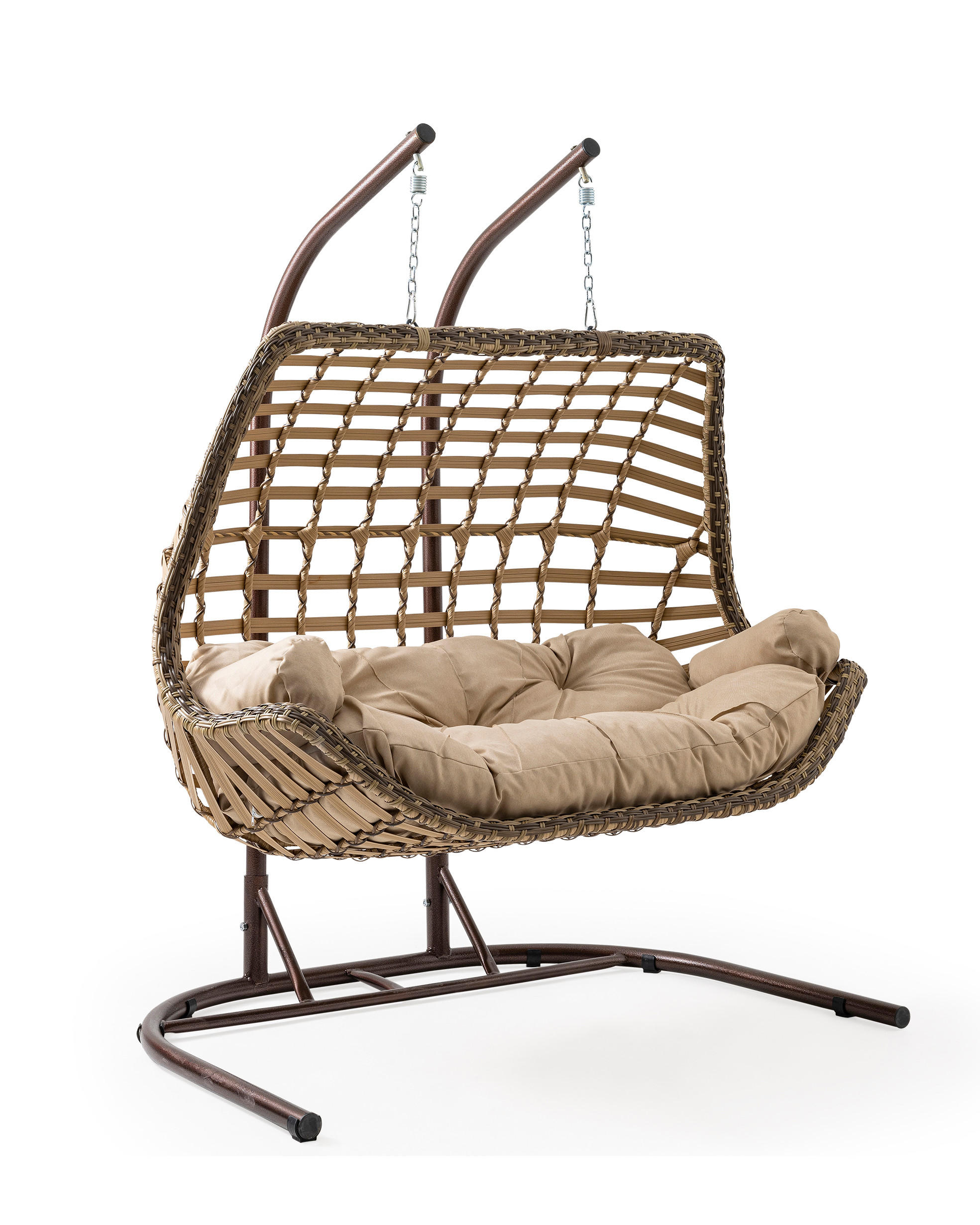 HÄNGESESSEL mit Gestell Rattan Cunda - Hellbraun, Metall (90/214/173cm) - Gowoll