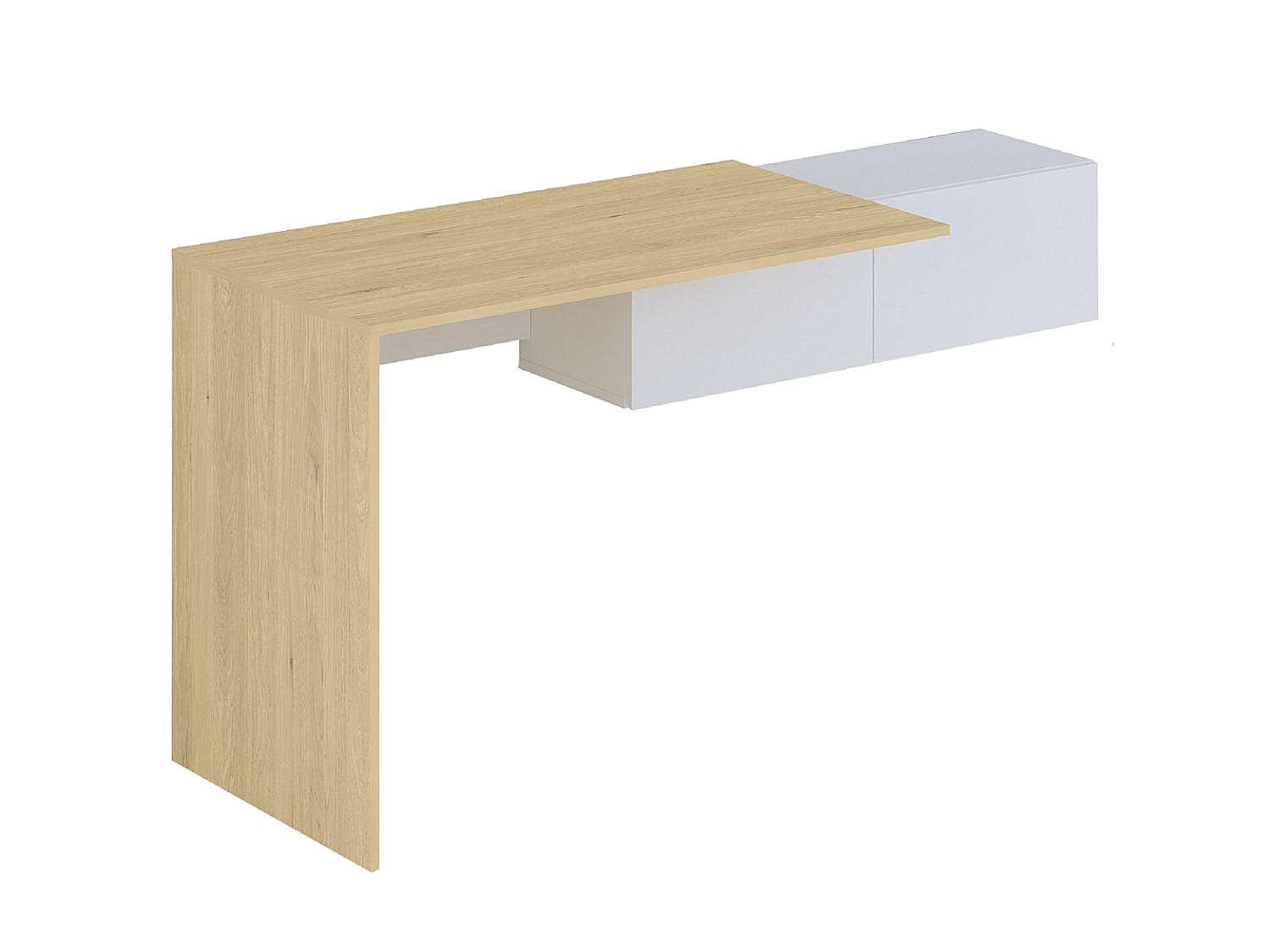 KONSOLENSCHREIBTISCH hängend mit 2 Schränken - Holzfarben & Weiß - MOLAWA - Naturfarben, Holz (150/55/74.5cm) - Vente-Unique