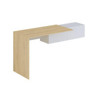 KONSOLENSCHREIBTISCH hängend mit 2 Schränken - Holzfarben & Weiß - MOLAWA - Naturfarben, Holz (150/55/74.5cm) - Vente-Unique