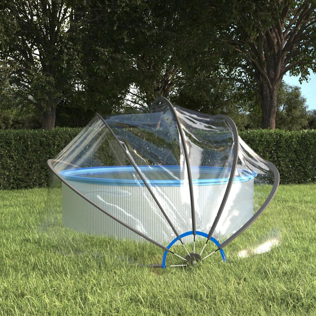 POOL-KUPPEL Rund 376/188 Cm Pvc - Transparent, Kunststoff (376/376cm) - vidaXL
