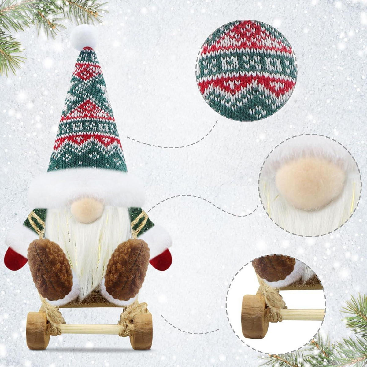 WEIHNACHTSWICHTEL 3er Set Grün - Multicolor, Textil (11/18/20cm)
