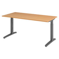 SCHREIBTISCH Serie-XB 80/160/74 cm in Buchefarben/Graphitfarben - Buchefarben/Graphitfarben, Holzwerkstoff (80/160/74cm) - bümö