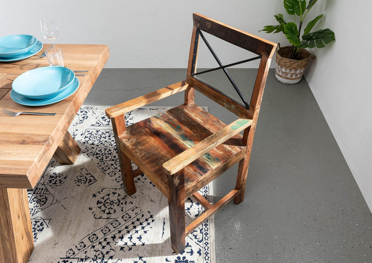 STUHL Altholz 52x50x95 mehrfarbig lackiert NATURE OF SPIRIT #27 - Multicolor, Holz (52/95/50cm) - Massivmoebel24