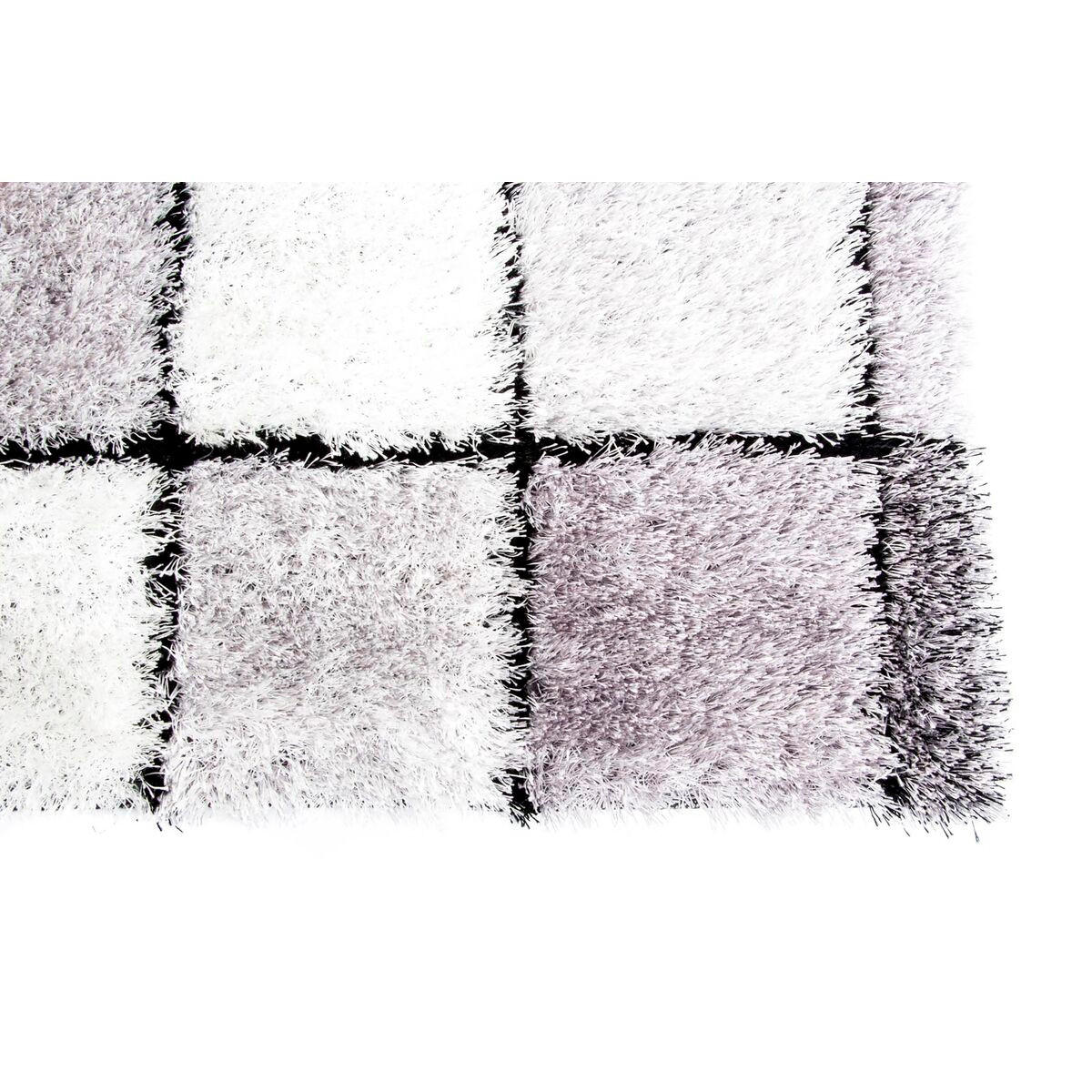 TEPPICH Schwarz Polyester Weiß Kariert 120 x 180 x 2 cm - Weiß, Kunststoff (120/180cm) - DKD Home Decor