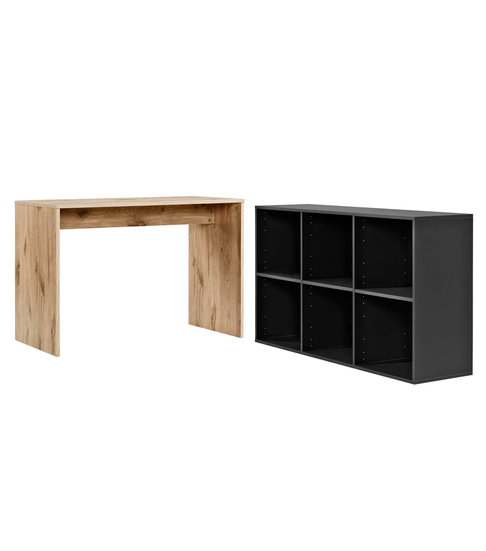 SCHREIBTISCH Der Produktive - Eichefarben/Schwarz, Holzwerkstoff (54/112/77cm) - Mokebo