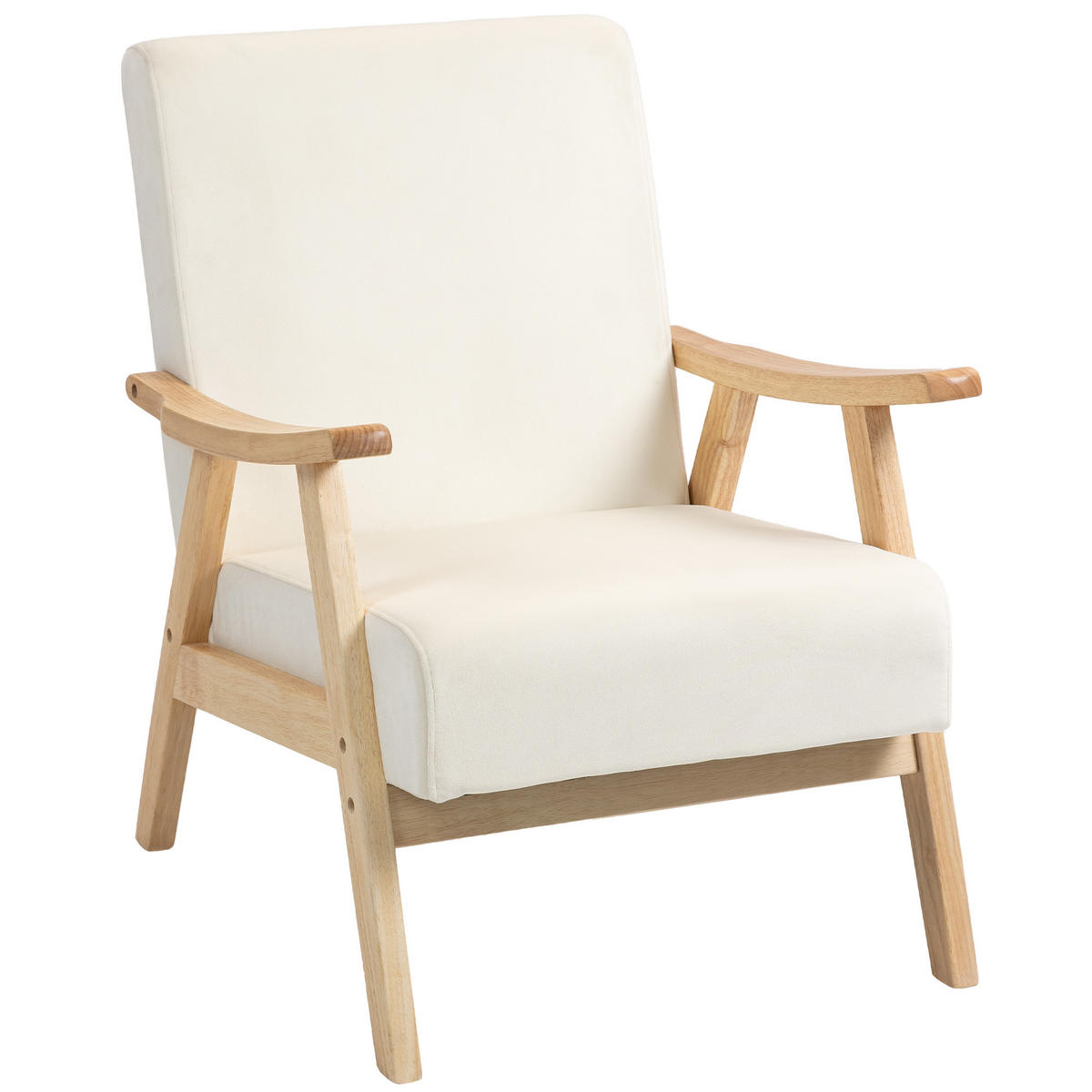 POLSTERSSESSEL DE-06821 mit Schaumstoff-Füllung und Kautschukholz-Rahmen Cremeweiß - Creme, Holz (65/83/80cm) - ComfortXL