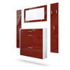 GARDEROBEN-SET Roma Air 4-teilig, Moderne Flurgarderoben Set mit Schuschrank, 2 Wandpaneele und Wandspiegel, Weiß matt/Bordeaux Hochglanz - Bordeaux, Holzwerkstoff (190/200/23cm) - InnoFurn