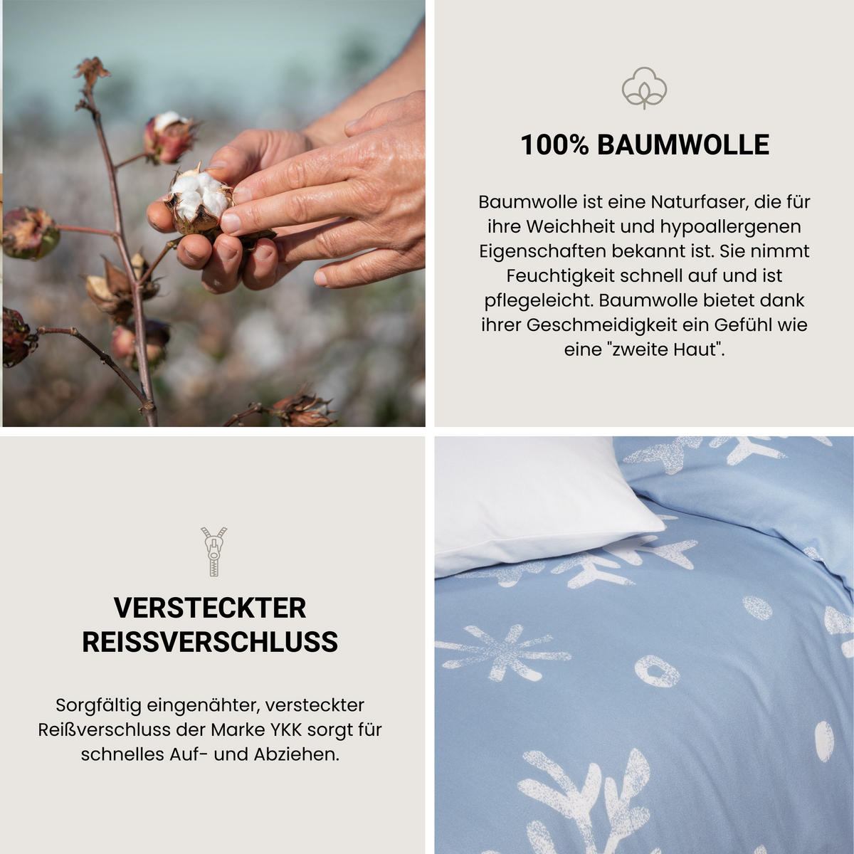 BETTWÄSCHESET Skadi - Feinbiber - 2-teilig - 135 x 200 cm - Blau - Blau, Textil (135/200cm) - SCHIESSER