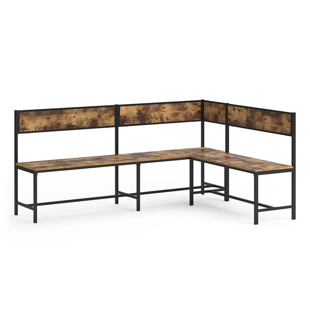 ESSZIMMER-ECKBANK Fyrk Eiche rustikal 195 x 142 cm - Wildeiche/Schwarz, Holzwerkstoff (195/90/142cm) - Vicco