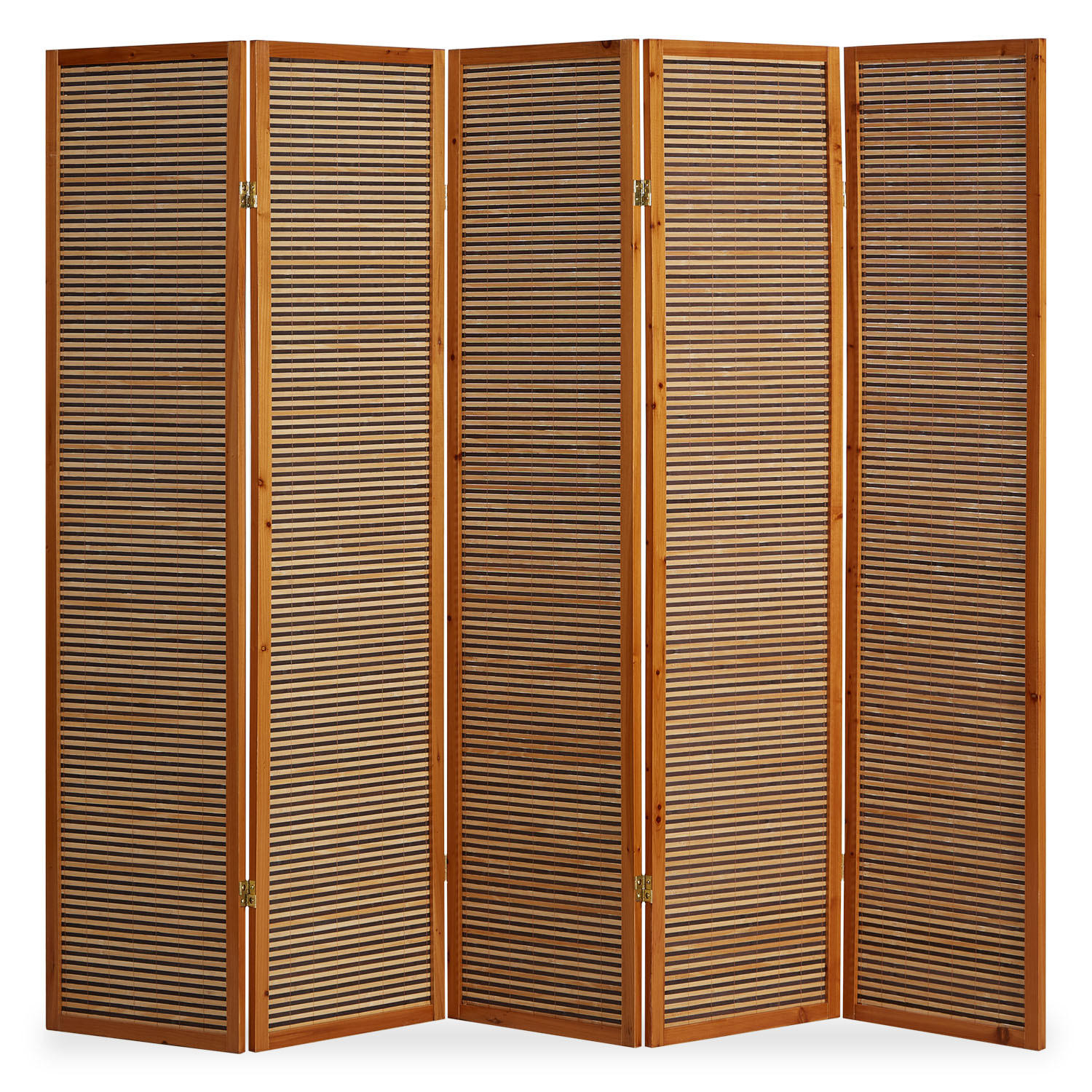 PARAVENT 5-tlg. 220/175 cm Braun Bambusstreben - Braun, Holz (220/175/2cm) - Homestyle4u