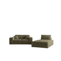 SOFA Sezlong Celes Premium 2er-set - Olivgrün, Holzwerkstoff/Textil (110/95/194cm) - Fun Möbel