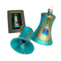 CHRISTBAUMSCHMUCK Glocke Pfau Türkis 8cm (Glas / 1 Stk.) - Türkis, Glas (6/8/6cm) - Krebs Glas Lauscha