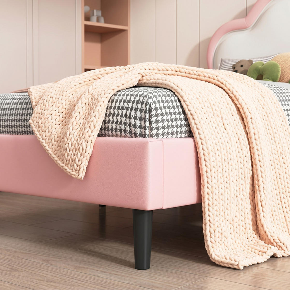 KINDERBETT 90/200 cm rosa mit LED und Wolkenkopfteil - Rosa, Holz - SHOPENTRA