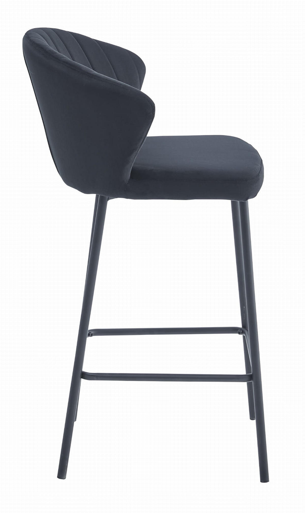 BARHOCKER GATTA schwarzer Sitz, schwarze Basis - Schwarz, Textil (43.5/90.5/36.5cm) - Valora