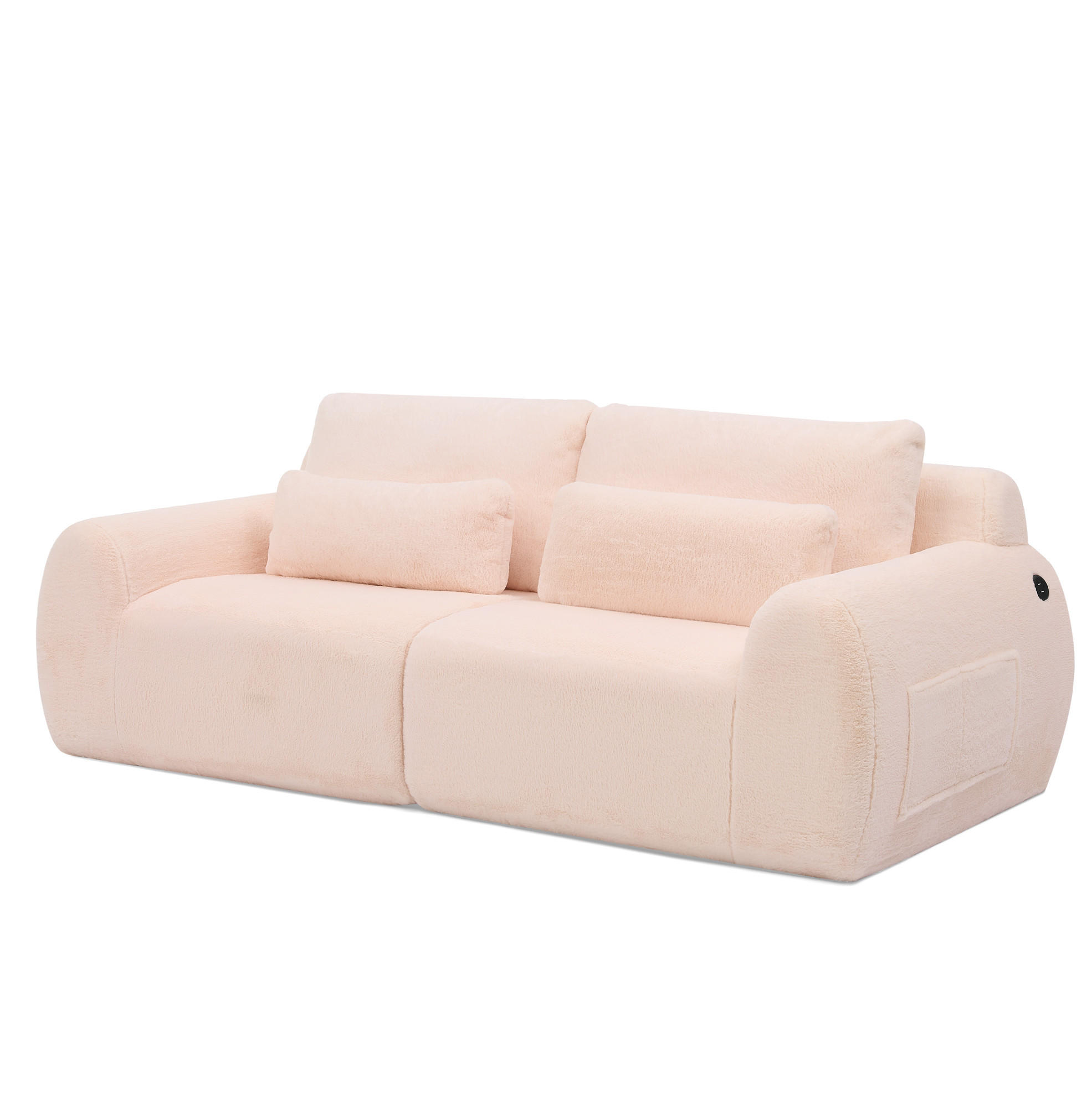 SOFA 2-Sitzer mit USB-Anschluss und Seitentasche Pink - Pink, Kunststoff (208/81/101cm) - Meubliv