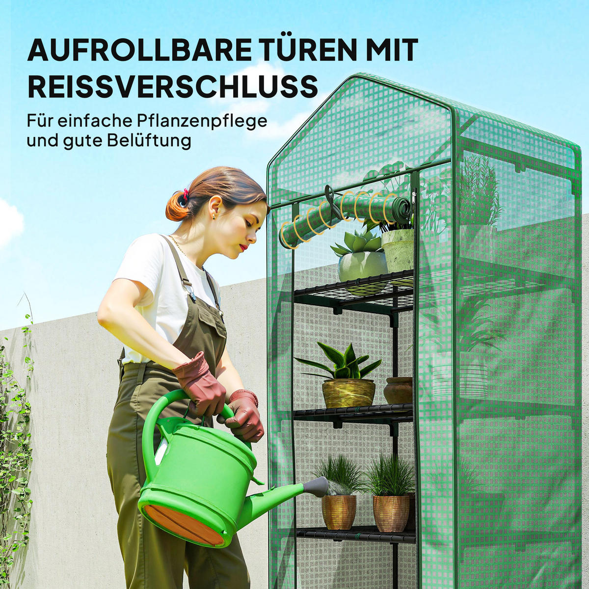 GEWÄCHSHAUS, 69L x 49B x 193H cm - Grün, Kunststoff/Metall (49/193/69cm) - Outsunny