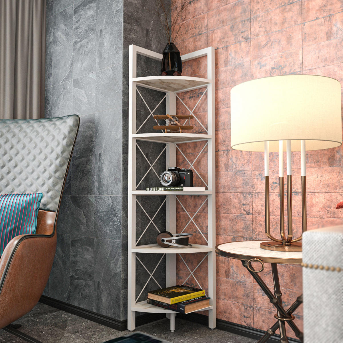 ECKREGAL Remo Weiß - Creme/Weiß, Holzwerkstoff (30.5/160/33cm) - Decorotika