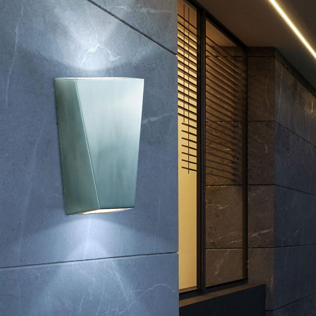 LED AUSSEN-WANDLEUCHTE Aluminium Silber - Silberfarben, Glas (12/21.5/10cm)