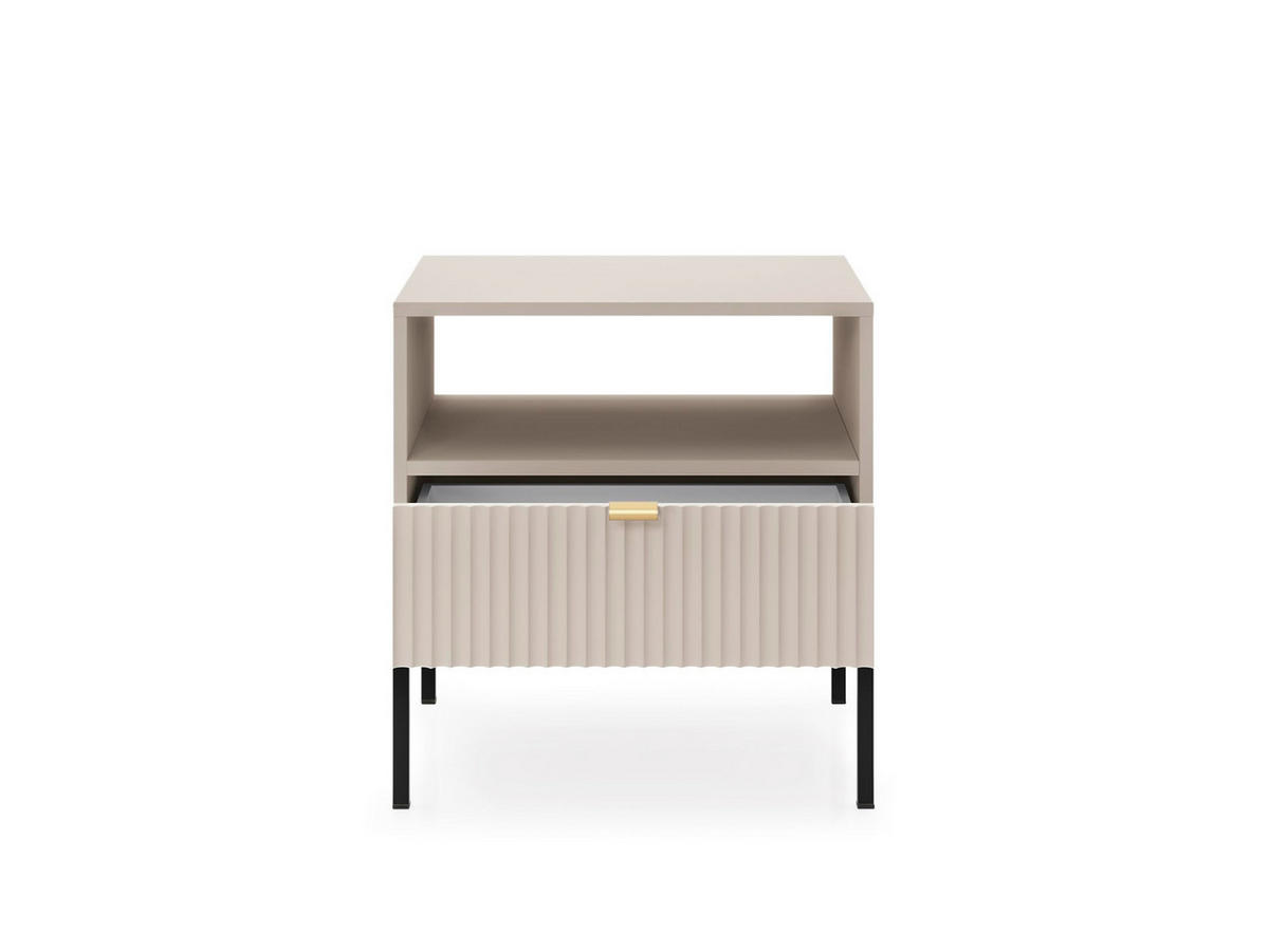 NACHTTISCH Font 54x56x39 cm - Modern Nachtschrank zum Schlafzimmer - EIN praktischer Commode aus Spanplatten - Beige Kaschmir - Beige, Holzwerkstoff (54/56/39cm) - Chilly