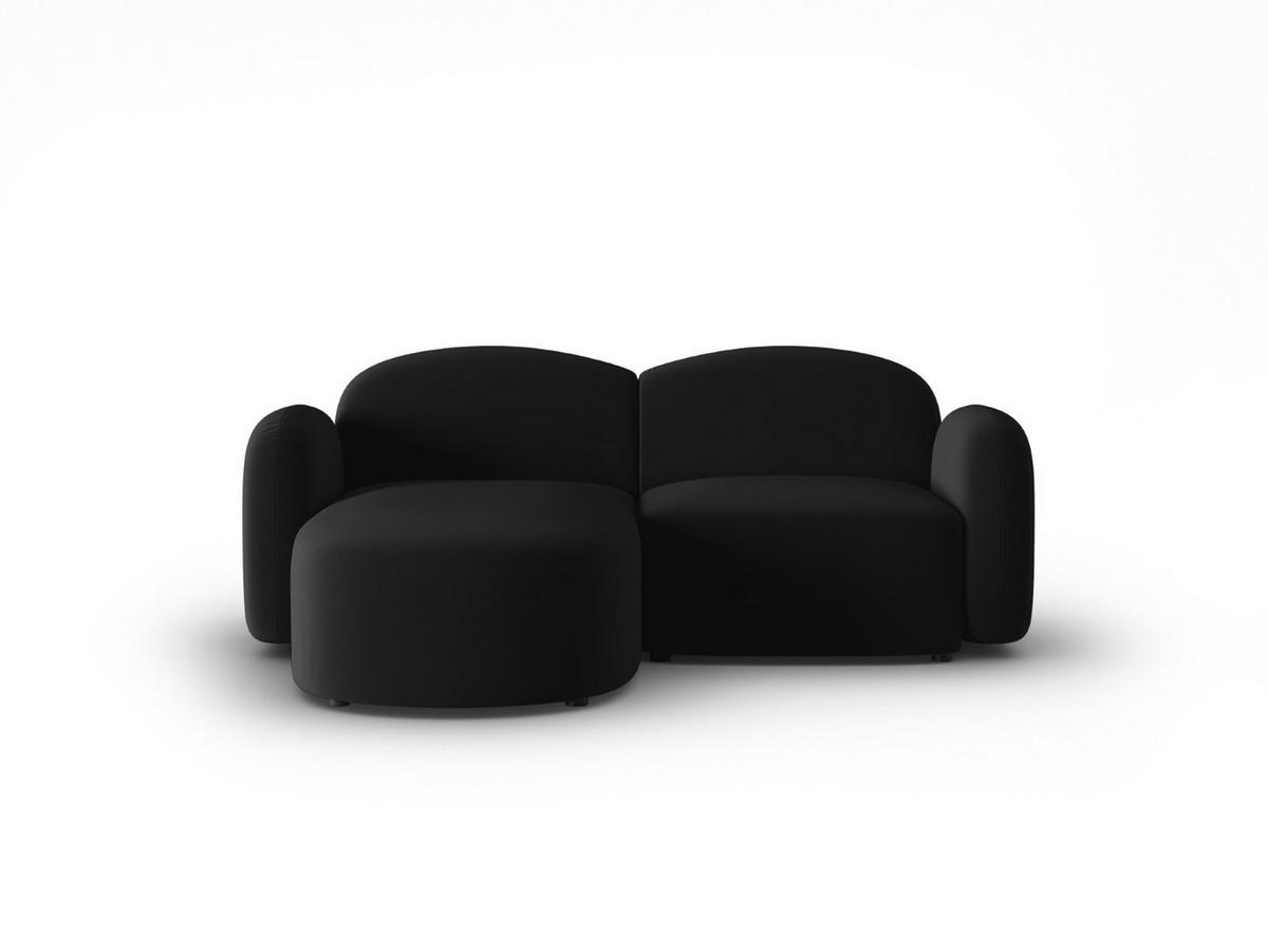 ECKSOFA links Blair aus Samt schwarz 3 Sitzplätze - Schwarz, Textil (155/194cm) - Micadoni