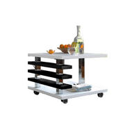 COUCHTISCH quadratisch Weiß Schwarz Rollen - Weiß Hochglanz/Schwarz, Holzwerkstoff (60/60/45cm) - designimpex
