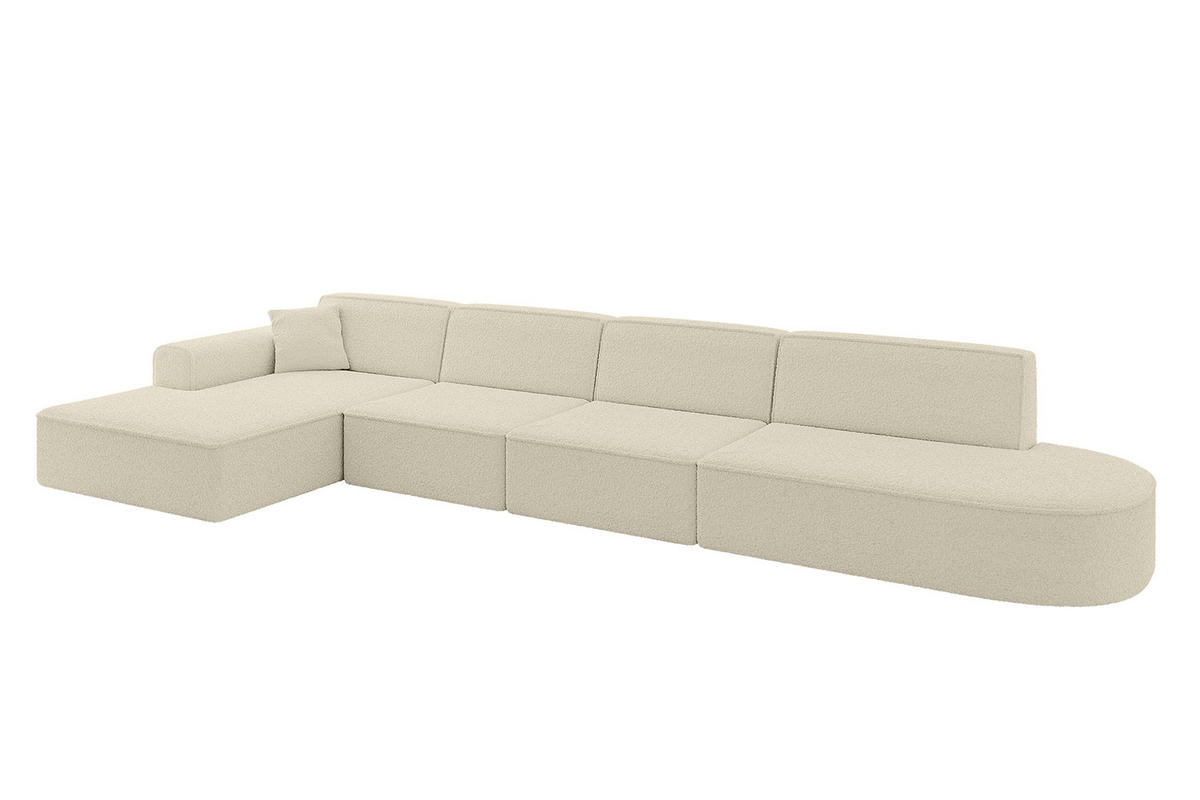 ECKSOFA Ottomane Links IREA-L3-v3 - 413x171x79 cm Beige - Creme, Holzwerkstoff/Textil (413/171cm) - ALTDECOR