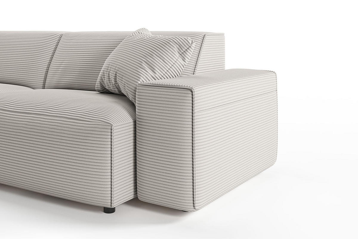 ECKSOFA RANI Steingrau Cord - Greige/Schwarz, Kunststoff/Textil (299/189cm) - KAWOLA