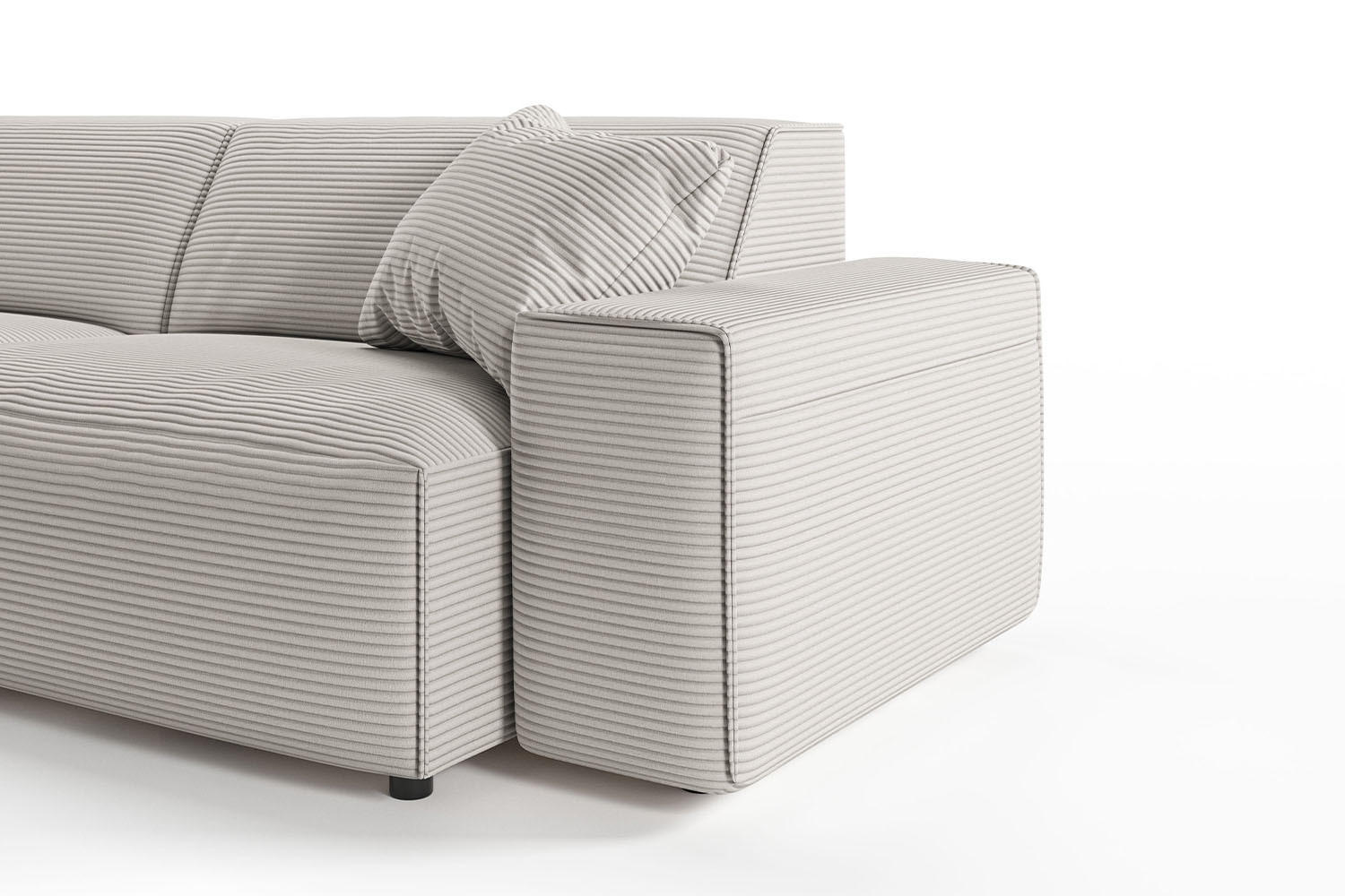 Thumbnail - Kawola Ecksofa, Greige, Textil, Echtholz, 4-Sitzer, Füllung: Kaltschaum, Ottomane links, L-Form, 299x189 cm, Wohnzimmer,...