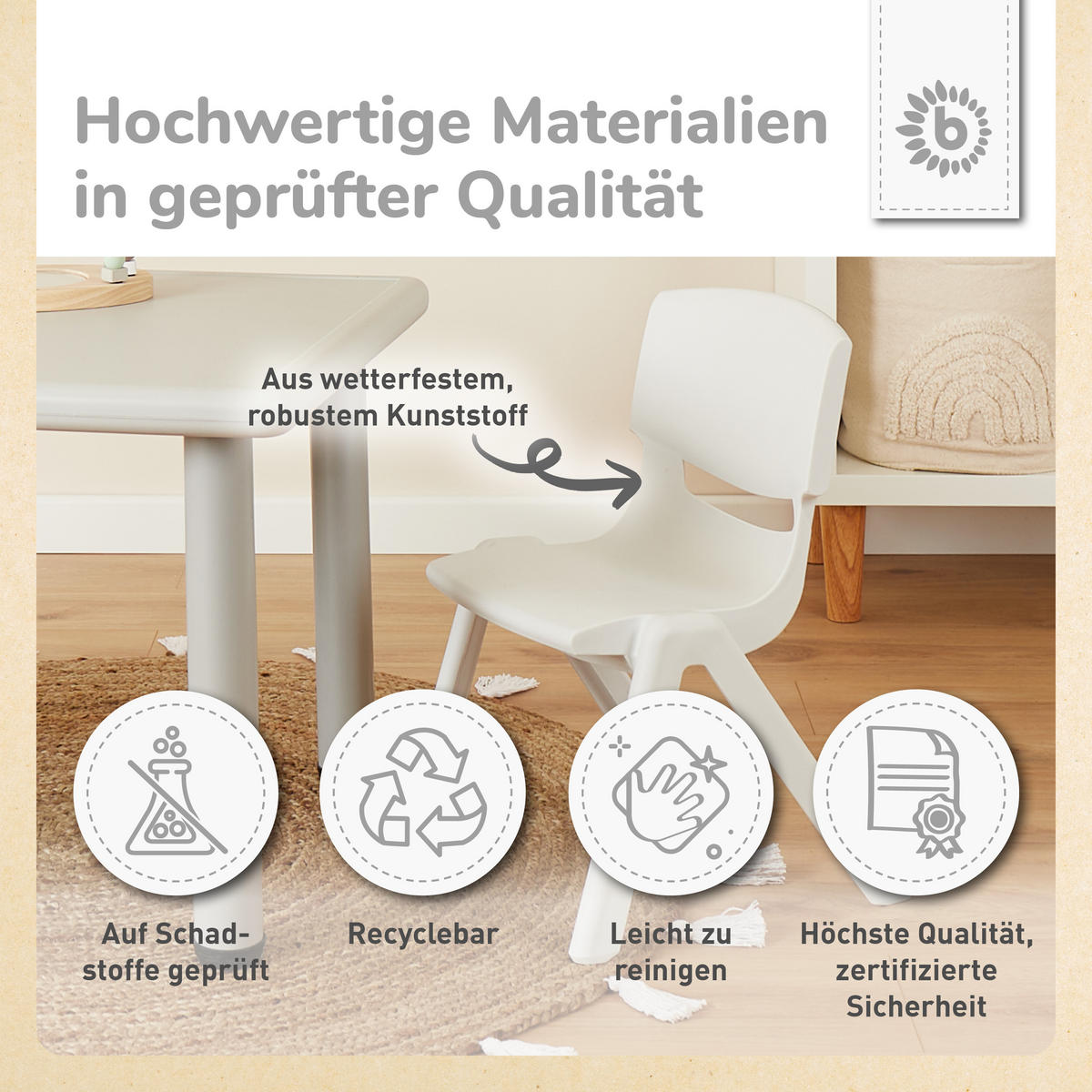 KINDERSTUHL bis 80 kg belastbar - Weiß, Kunststoff (34/51.5/36cm) - Bieco Spielwaren