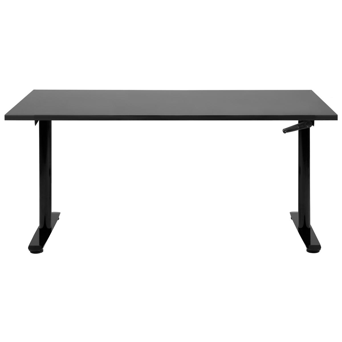 HÖHENVERSTELLBARER SCHREIBTISCH Manuell 160/72 cm Schwarz Destin IV - Schwarz, Holzwerkstoff (72/160/74cm) - Beliani