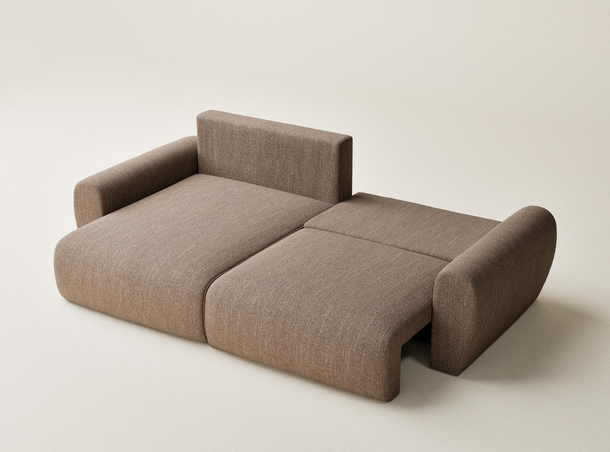 ECKSOFA MIT SCHLAFFUNKTION Numba Braun Webstoff - Schwarz/Braun, Holz/Holzwerkstoff (253/153cm) - Maison de Reve