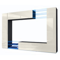 WOHNWAND Mirage Front in Creme Hochglanz - Creme, Holzwerkstoff (262/182.5/39cm) - Vladon