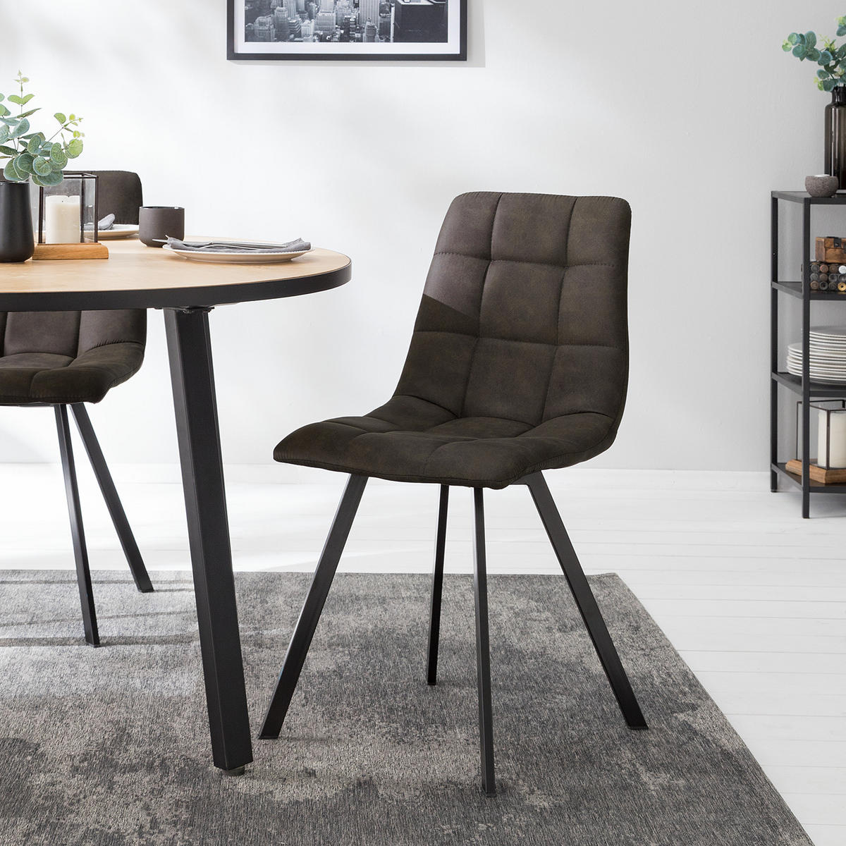 POLSTERSTUHL - Anthrazit, Textil/Metall (44/86/57cm) - home24