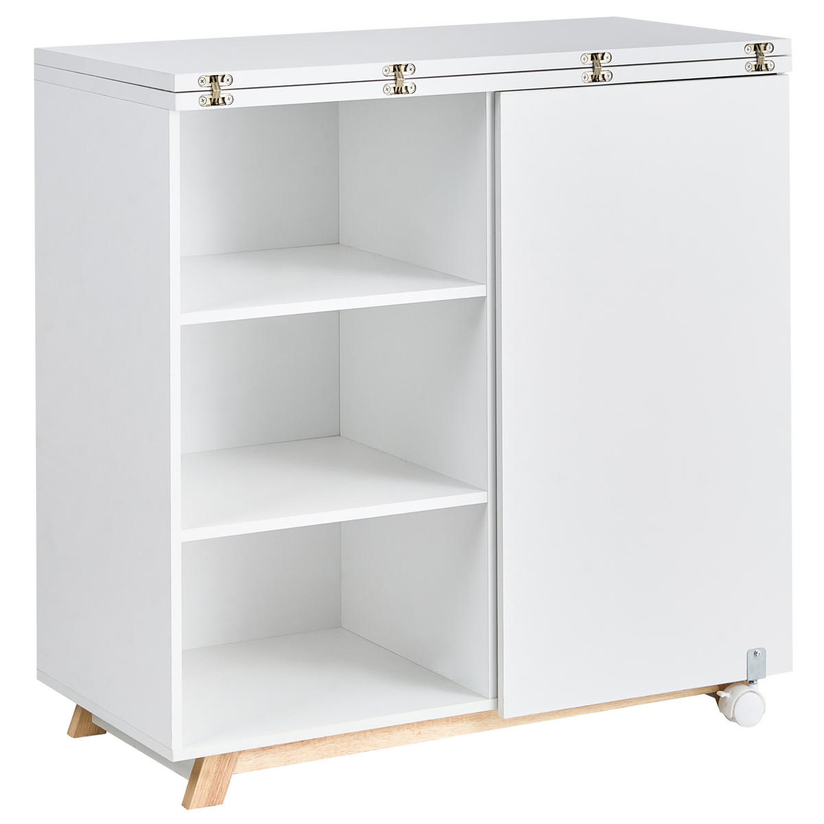 SEKRETÄR 80/40/80 cm klappbar Weiß Flomot - Hellbraun/Weiß, Holzwerkstoff (40/80/74cm) - Beliani