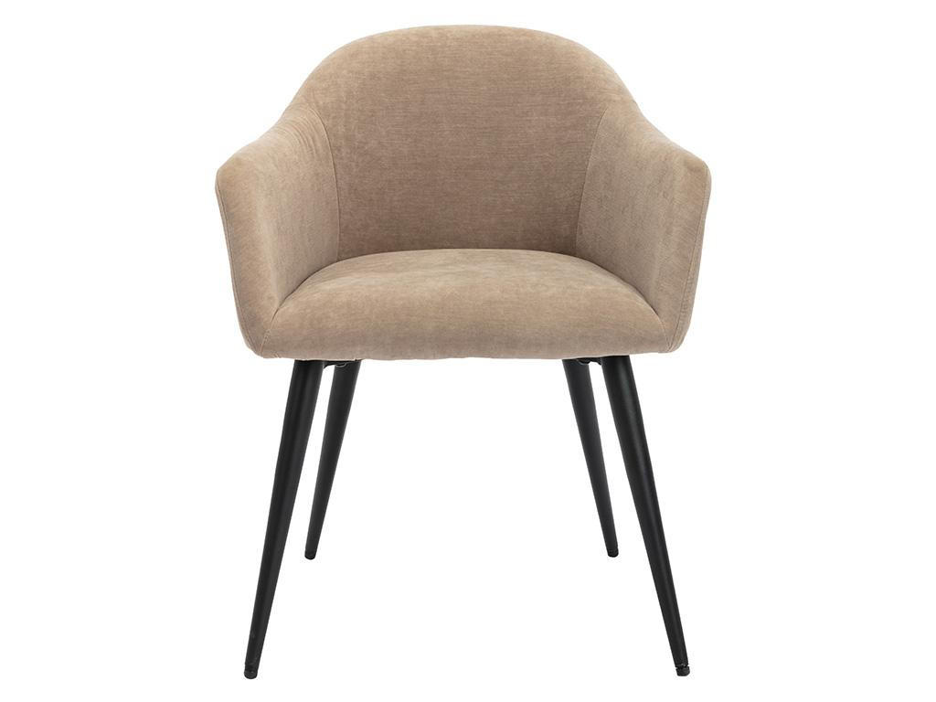 STUHL 2er-Set mit Armlehnen - Samt-Optik & Metall - Beige - BIBO - Beige, Textil (54/73/57.5cm) - Vente-Unique