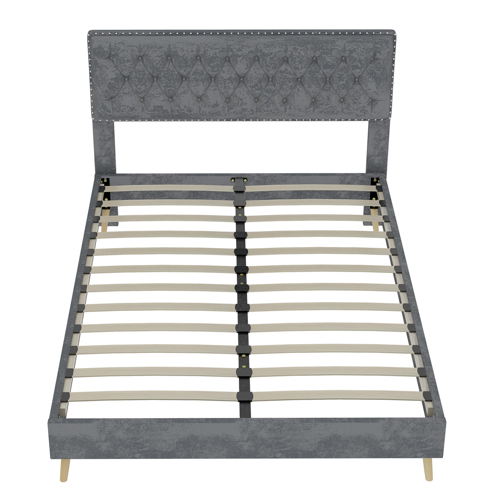 POLSTERBETT 160/200 cm DE-35451 mit weichem Kopfteil Grau - Grau, Metall (160/200cm) - ComfortXL