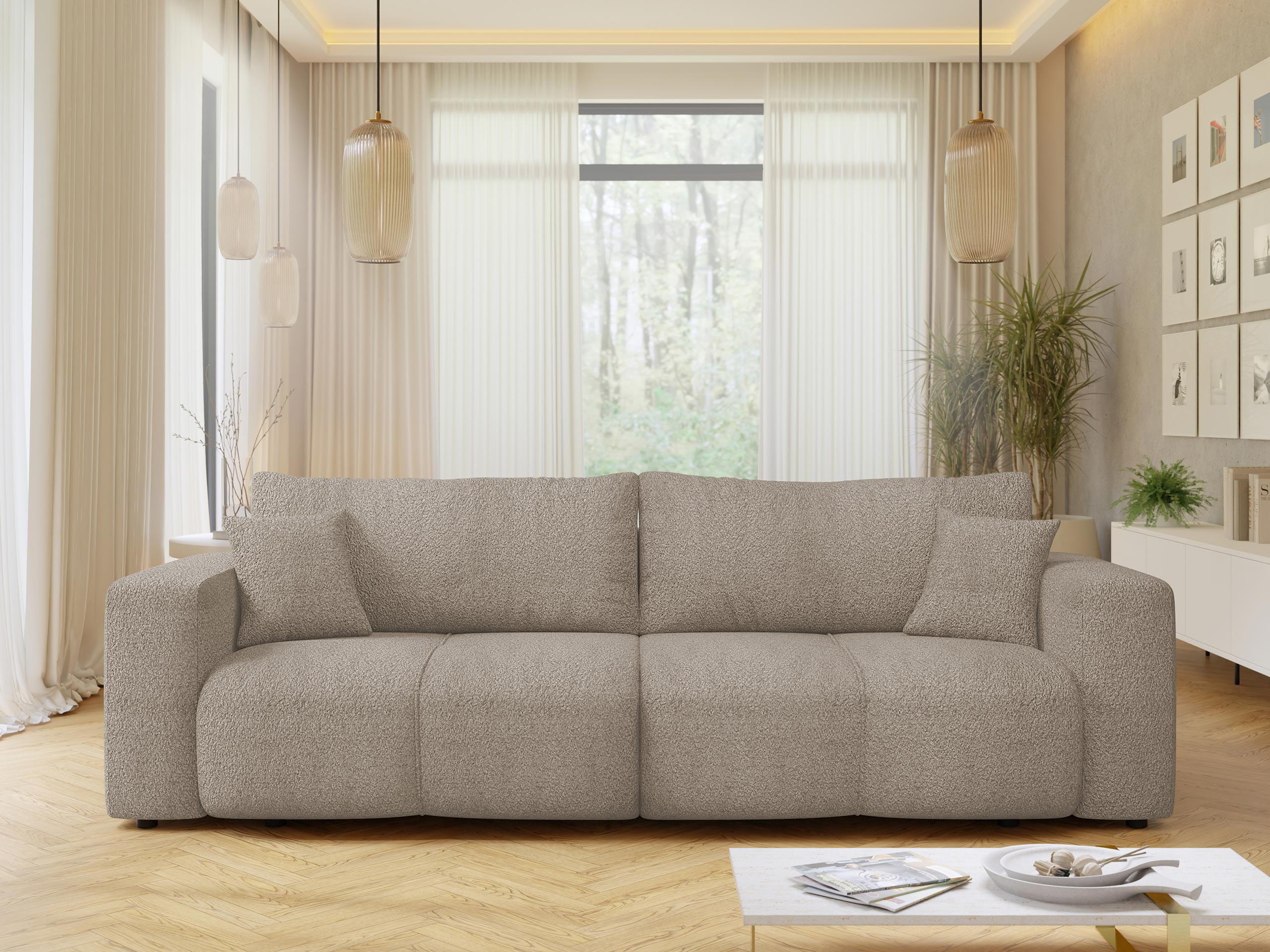 SCHLAFSOFA Furyn Boucle - Schwarz/Braun, Holzwerkstoff/Kunststoff (248/82/92cm) - MIRJAN24