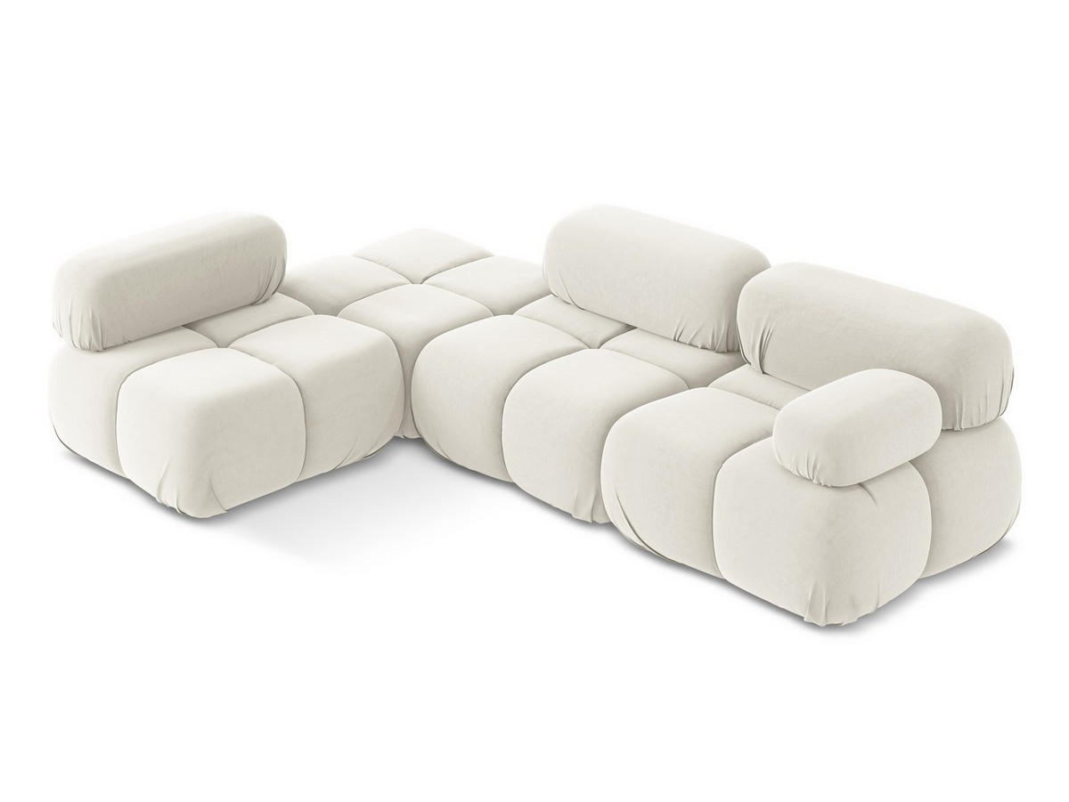 ECKSOFA Links Samt Stoff Beige - Beige/Creme, Kunststoff/Textil (190/285cm) - Makamii