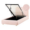 BETT mit Stauraum 90/200 cm Rosa Blagnac - Pink/Braun, Textil (90/200cm) - Beliani