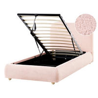 BETT mit Stauraum 90/200 cm Rosa Blagnac - Pink/Braun, Textil (90/200cm) - Beliani