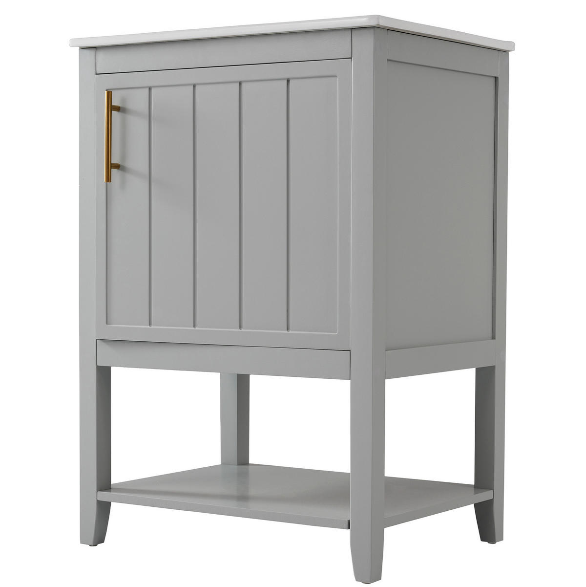 WASCHTISCHUNTERSCHRANK bodenstehend mit Keramikwaschbecken MDF Grau - Grau, Holzwerkstoff (47/87/61cm) - Beauniv