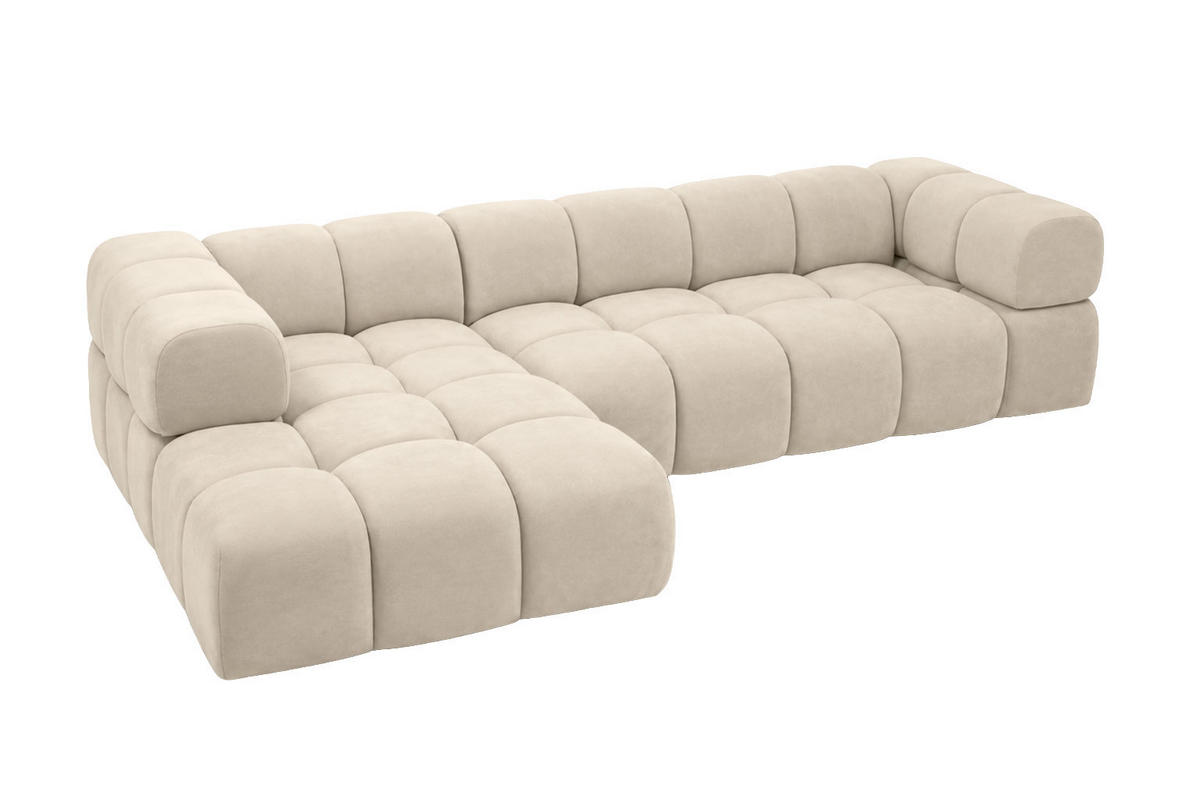 ROHOVÁ SEDAČKA ve tvaru L, velurová tkanina Bluvel, Krémová, Levá strana, Averro XL - krémová, dřevo (320/150cm) - Kaiser Möbel