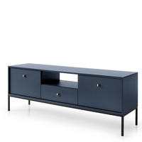 LOWBOARD TV MONCTON RTV1-2D1S Metalgriffe, Dunkelblau - Dunkelblau, Holzwerkstoff/Kunststoff (154/56/39cm) - Komodee