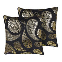 DEKOKISSEN 2er-Set Gold 45/45 cm Ursinia - Goldfarben, Textil (45/45cm) - Beliani