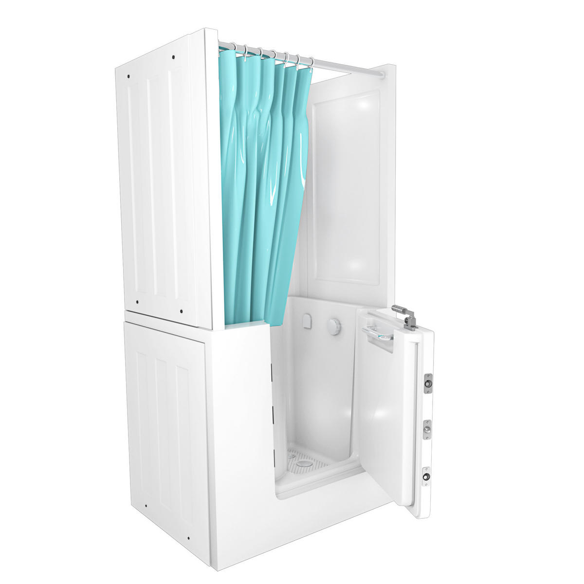 SENIORENDUSCHE Sitzwanne Wanne mit Tür S02D-B-R 100x78cm - Weiß, Glas/Kunststoff (100/78/205cm) - AcquaVapore by Sandra Jentho