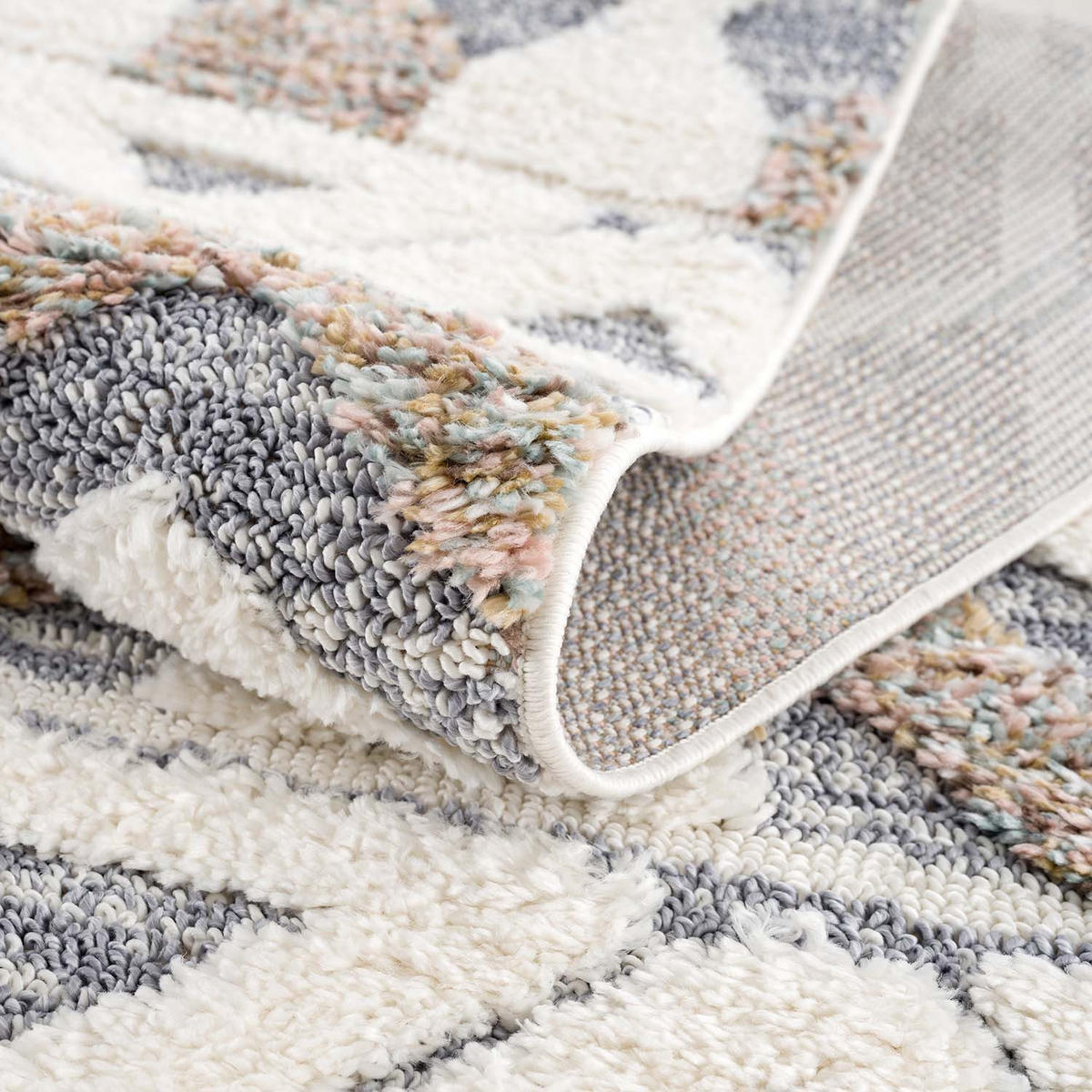 HOCHFLOR-TEPPICH Focus 3050 Grau 120 cm Rund - Multicolor/Creme, Textil (120/120cm) - carpet city