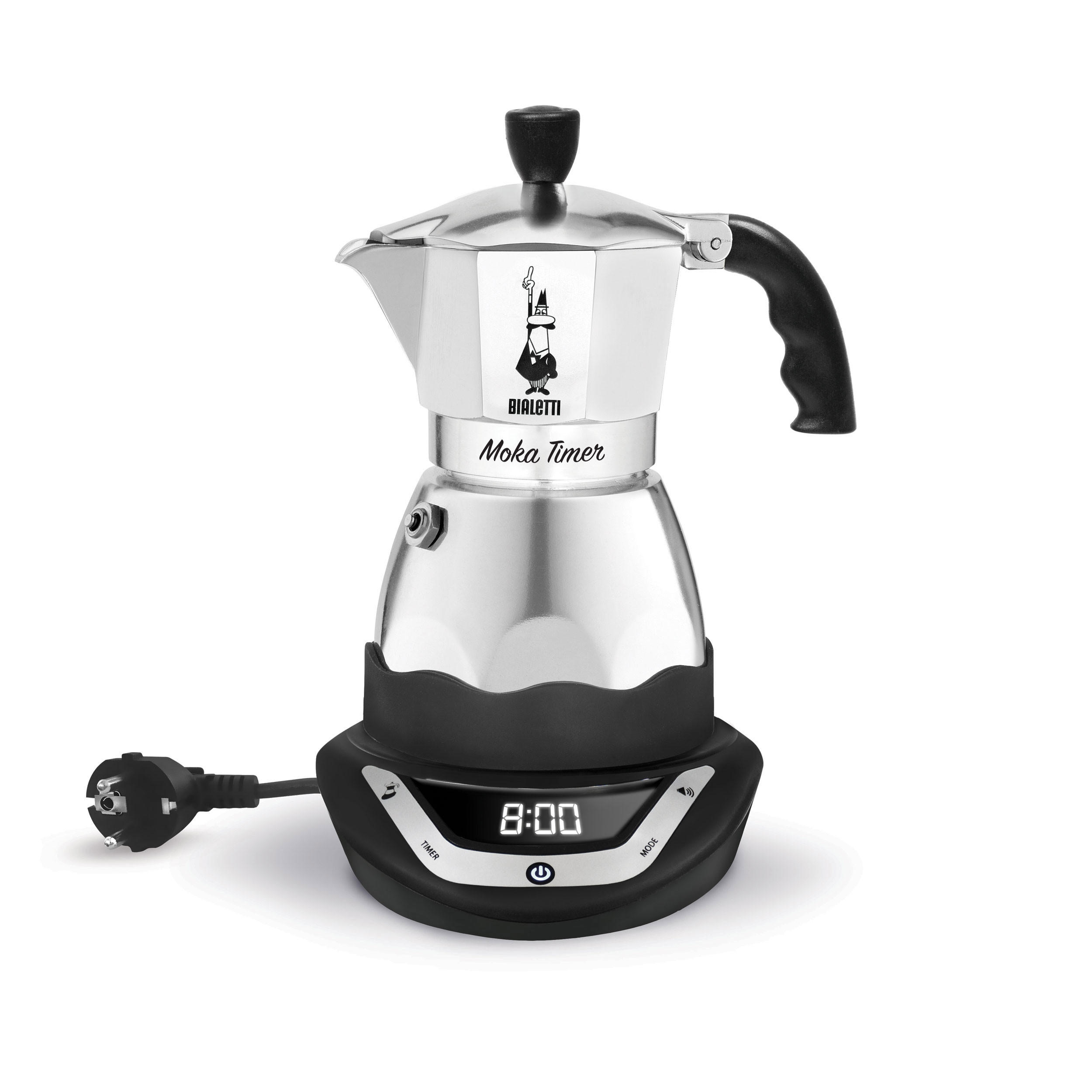 ESPRESSOKOCHER Moka Timer 6 Tassen, Silber-Schwarz, 270 ml - Silberfarben, Metall (18/24/21cm) - Bialetti